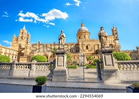View from street of Palermo Cathedral (Duomo di Palermo). Palermo, Sicily, Italy Royalty-Free Stock Photo #2294554069
