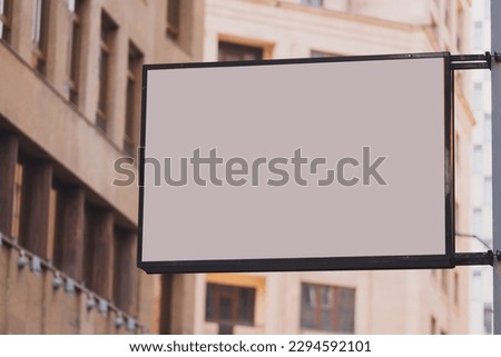 Mockup of street store template signboard - copy space and empty space for advertising