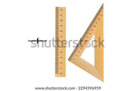 wooden ruler isolated on white transparent background