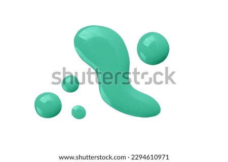 Turquoise swatch of gel nail polish isolated on white background. Smear of nail polish for design.