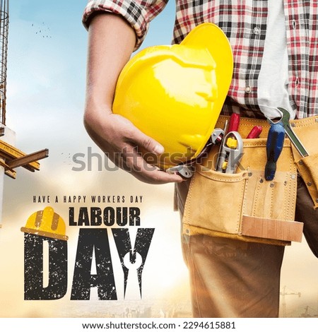 Happy Labour Day Poster On A Blurred Background. Royalty-Free Stock Photo #2294615881