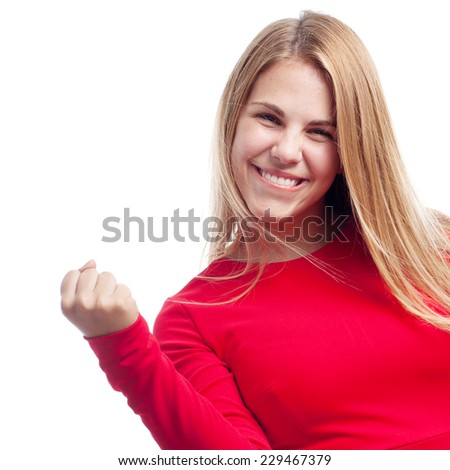young cool woman celebrating sign
