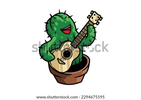 Cactus as a cowboy concept mascot cartoon logo illustration vector