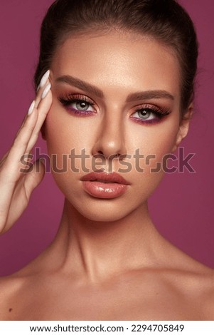 beautiful model young girl portrait makeup cute pink lips Royalty-Free Stock Photo #2294705849