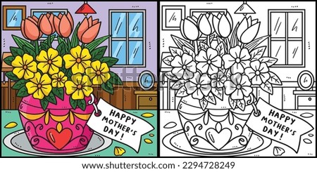 Mothers Day Flowers and Greeting Card Illustration