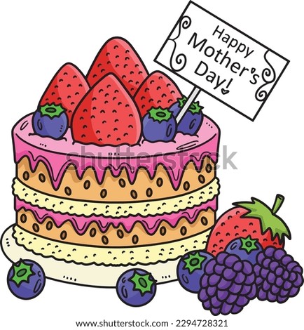 Happy Mothers Day Cake with Berry Fruits Clipart 