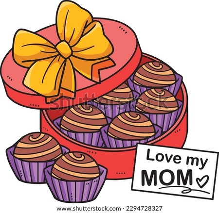 Mothers Day Box of Chocolates Cartoon Clipart 