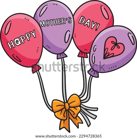 Happy Mothers Day Balloons Cartoon Colored Clipart