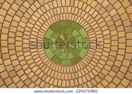circle design with tiles pattern background (mosaic, tile, brick radial design) colorful background graphic resource with round decoration (floor, ceiling, wall)