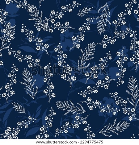 seamless flower pattern on navy background