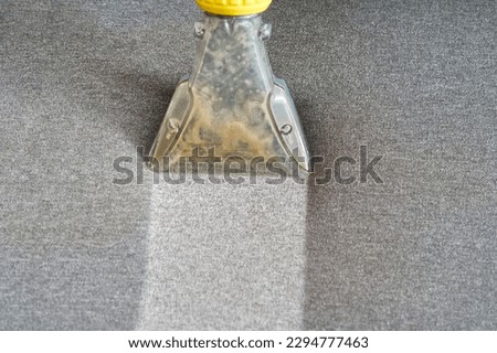 Textile sofa chemical cleaning with professionally extraction method. Upholstered furniture. domestic cleaning service. dust mite Royalty-Free Stock Photo #2294777463