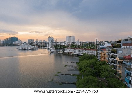 West Lake at sunset in Tay Ho district, Hanoi