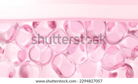 Drops pink serum, cream, and lotion drop into skin cells for UV protection, Ultraviolet shield reflection. repair skin care concept Royalty-Free Stock Photo #2294827057