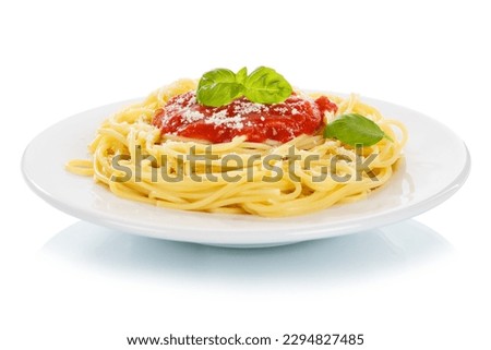 Spaghetti isolated on a white background eat meal from Italy pasta lunch with tomato sauce Royalty-Free Stock Photo #2294827485