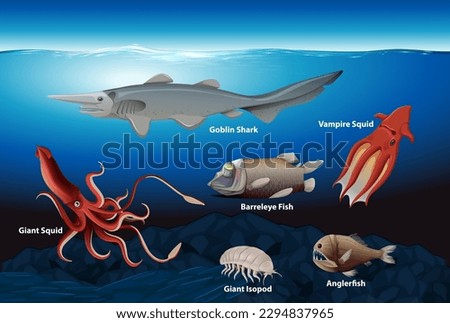 Deep Sea Creatures Collection illustration Royalty-Free Stock Photo #2294837965