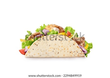 Mexican food tacos on white background