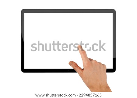 tablet ipad in a hand on the white backgrounds Royalty-Free Stock Photo #2294857165