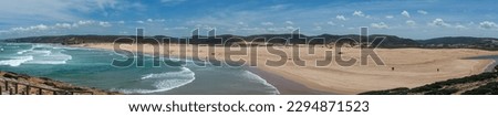 Ultra wide panoramic picture of a beautiful beach in Portugal.