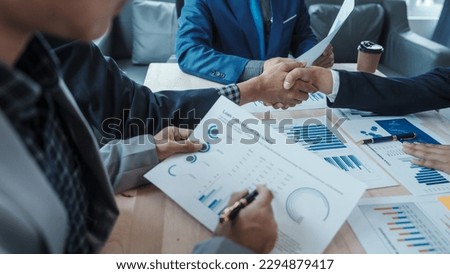 Team of male bookkeepers people working with balance sheet to analyze problems and find solutions to develop business organization and company's stock market system. Common stock and preferred stock