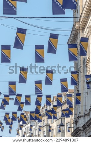 Thousands Bosnian flags on Ferhadija street for Independence Day