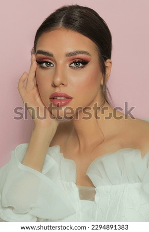 beautiful model young girl portrait makeup cute bride gentle Royalty-Free Stock Photo #2294891383