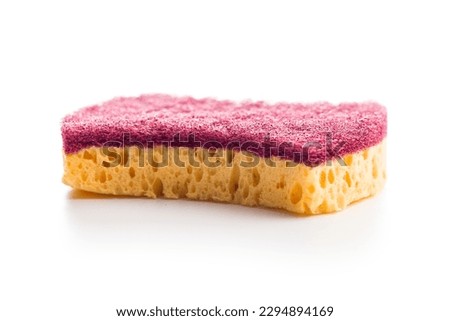 Sponge for washing dishes isolated on the white background.