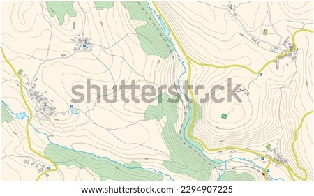 fictional detailed topographic vector map with symbols Royalty-Free Stock Photo #2294907225