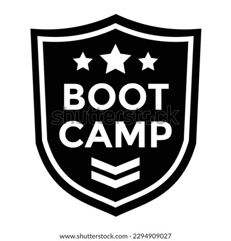 boot camp or bootcamp, airsoft patch, uniform, vector illustration 