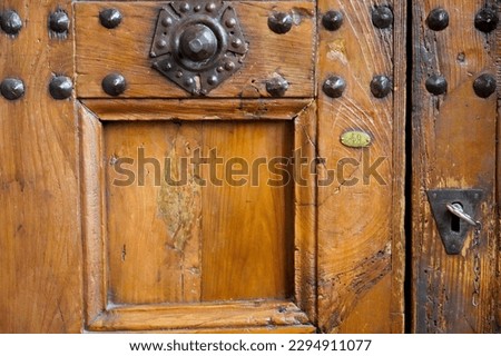 A beautiful old wooden door in detail
