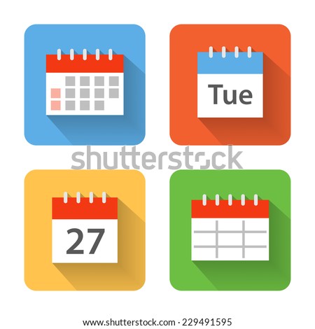 Flat calendar icons. Vector illustration