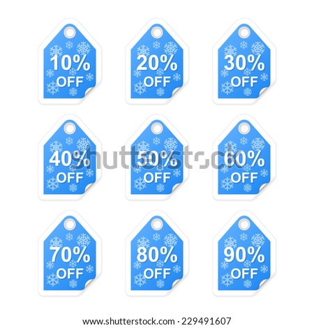 Winter holiday sale tags. Vector illustration