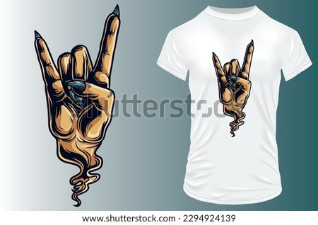 Devil hand making rock and roll sign. Vector illustration symbol for tshirt, hoodie, website, print, application, logo, clip art, poster and print on demand merchandise.