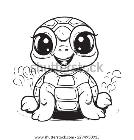 Turtle , Black and white coloring pages for kids, simple lines, cartoon style, happy, cute, funny, animal in the world