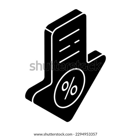 A glyph design icon of discount arrow 