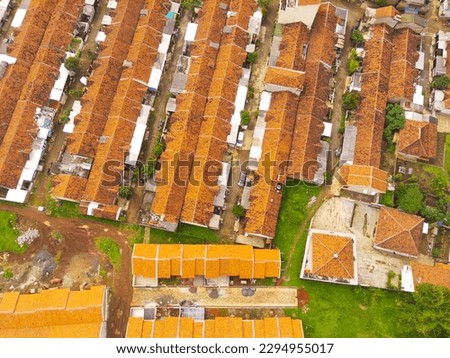 Aerial Photography. Panoramic view of Bandung cityscape with residential houses - Indonesia