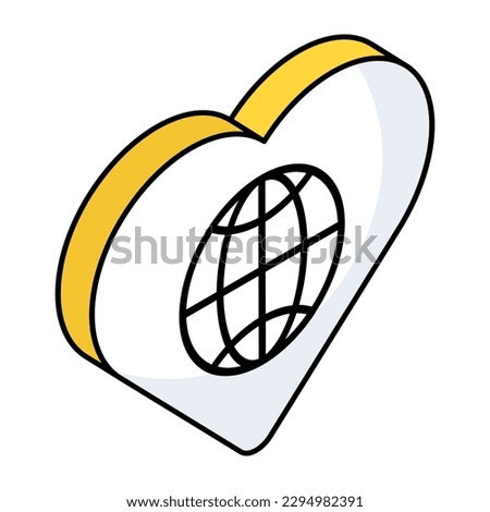 Global love icon, editable vector 