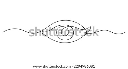 Eye one art continuous line drawing. Symbol of vision. Single line of human eye icon. Vector illustration