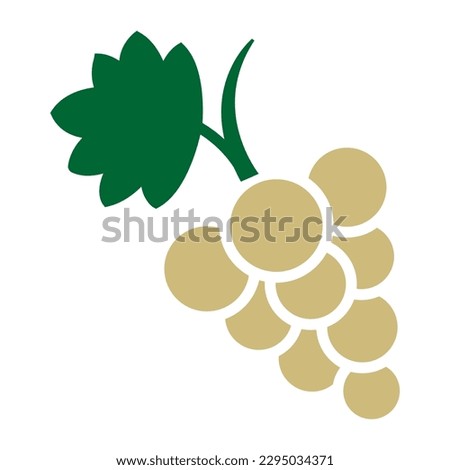 green grapes with leaf flat vector icon for food apps isolated on white Royalty-Free Stock Photo #2295034371