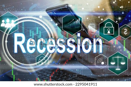 virtual icon with the word recession