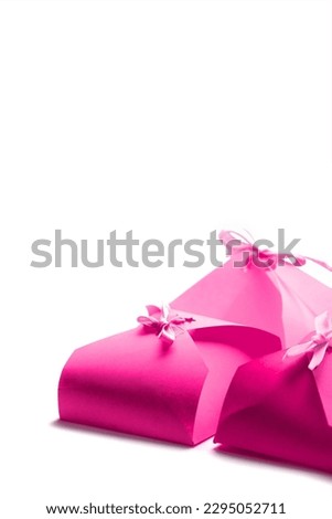 Small boxes for gifts on a white background. Place for text. Vertical frame.