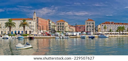 Split waterfront Peristil panoramic view, Dalmatia, Croatia Royalty-Free Stock Photo #229507627