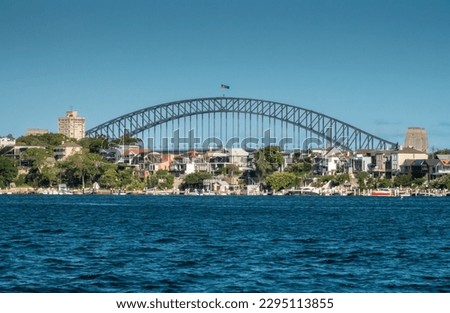 Suburban neighboorhoods of Sysdeny with the Harbour Bridge in the background, Sydney, New South Wales, Australia