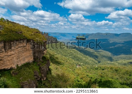 Scenic Skyway with the three sisters in the background, Blue Mountains National Park, in the Greater Sydney Region New South Wales, Australia. Royalty-Free Stock Photo #2295113861