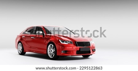 New car, sedan type in modern style. Copy-space, banner composition. 3D illustration Royalty-Free Stock Photo #2295122863