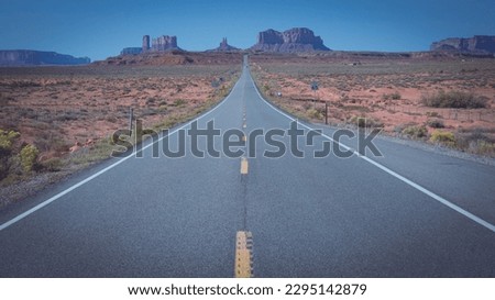 Monument Valley viewed from median line of U.S. Route 163