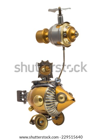 Retro steampunk fish. Bronze and chrome parts.