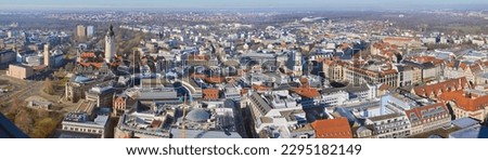 Panoramic view of Leipzig city centre from a high-rise building.