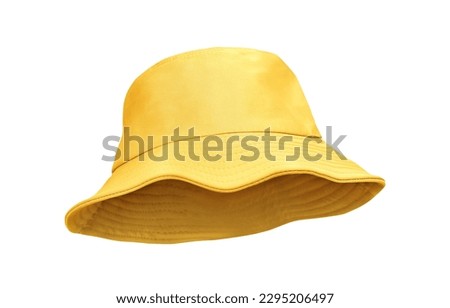 yellow bucket hat isolated on white Royalty-Free Stock Photo #2295206497