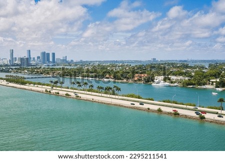 Miami Skyline with skyscrapers and road