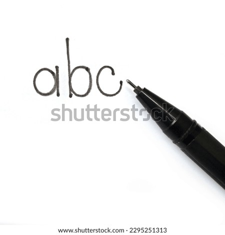 abc fonts writting in hand with a Fine point pen black stationery 